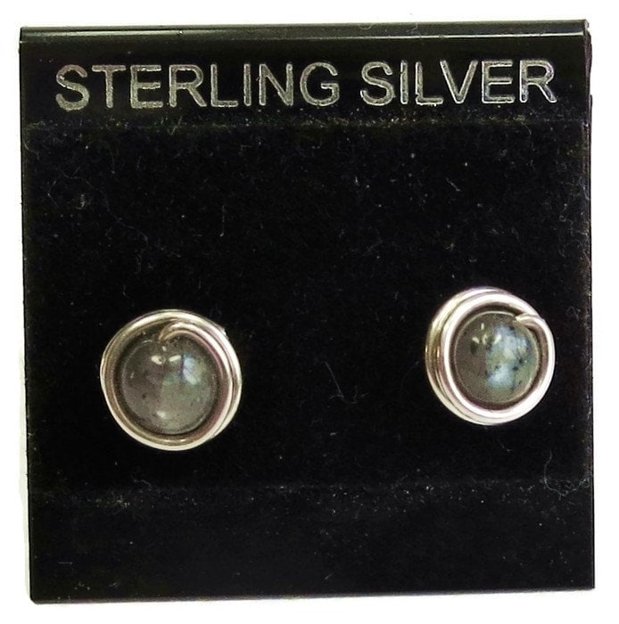 Elegante Larvikit Ohrstecker Sterling Silber Draht-Gewickelt Ohrstecker von HeatherJordanJewelry