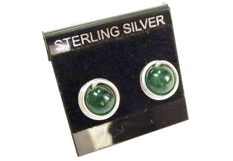 Smaragdgrüne Onyx Draht-Gewickelte Sterling Silber Post Ohrringe - Handgefertigte Edelstein Ohrstecker von HeatherJordanJewelry