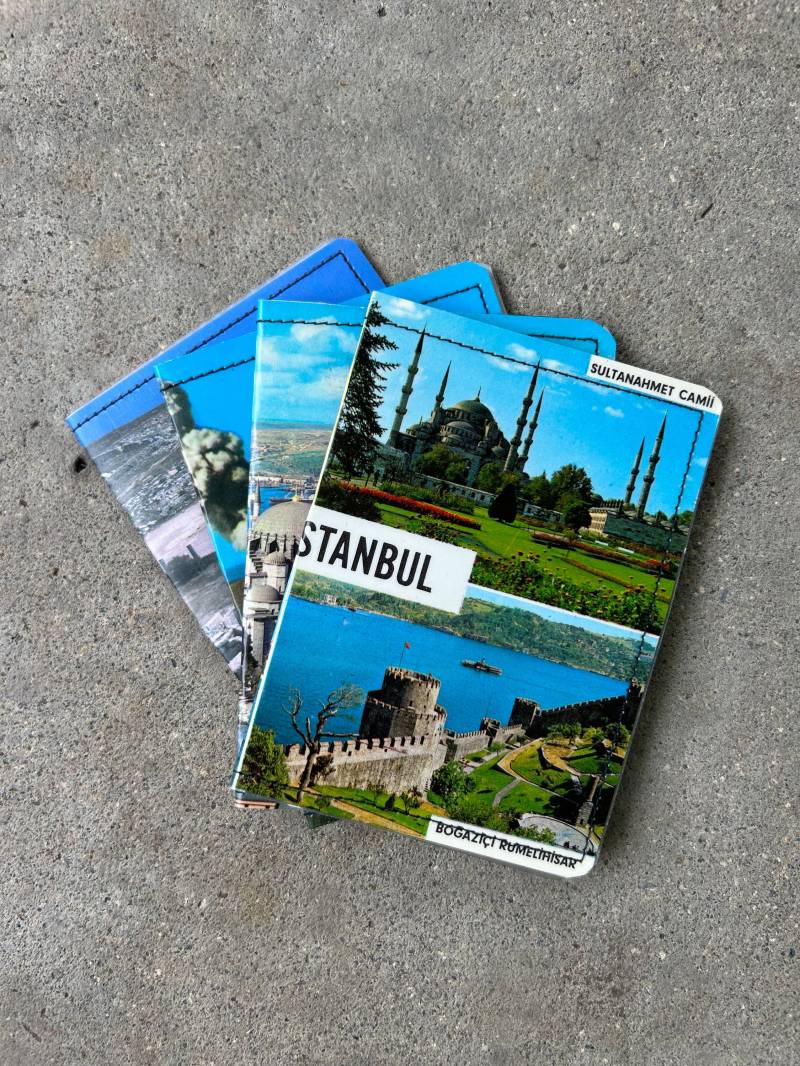 Slim Wallet - Vintage Postkarten Von Der Türkei & Griechenland Wählen Sie 1 von Heathered