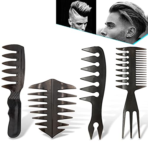 4 Stück Haarkamm Set Männer Kammset Friseur Männer Styling Kamm Öl Kopf Kamm Kunststoffkamm Kamm Männer Friseur Werkzeug Breite Zähne Gabel Kamm von Heatigo