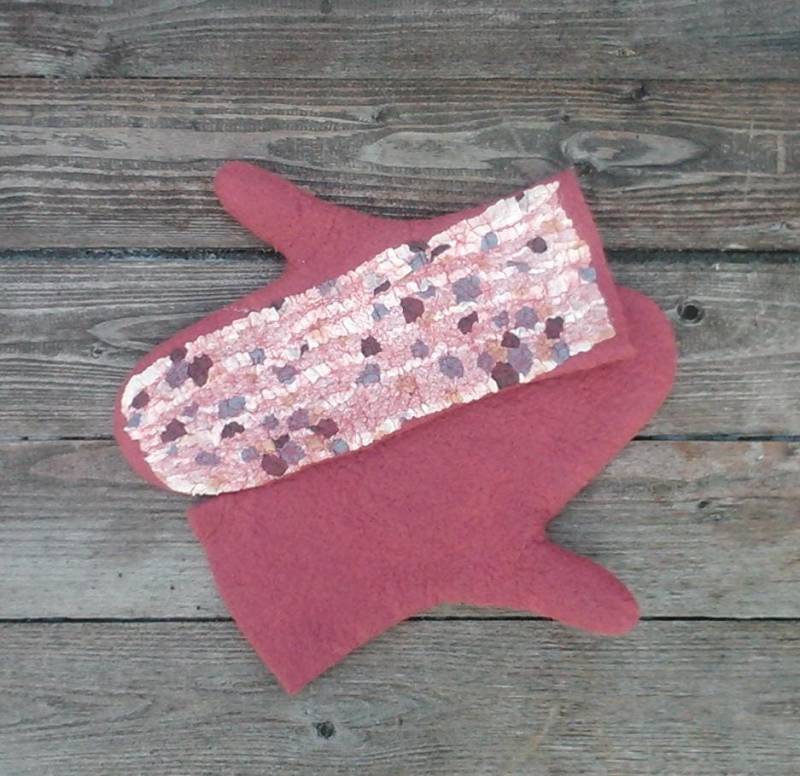 Gefilzte Merino Wolle Handschuhe Frauen Rosa Winter Handschuhe von HeatofFelt