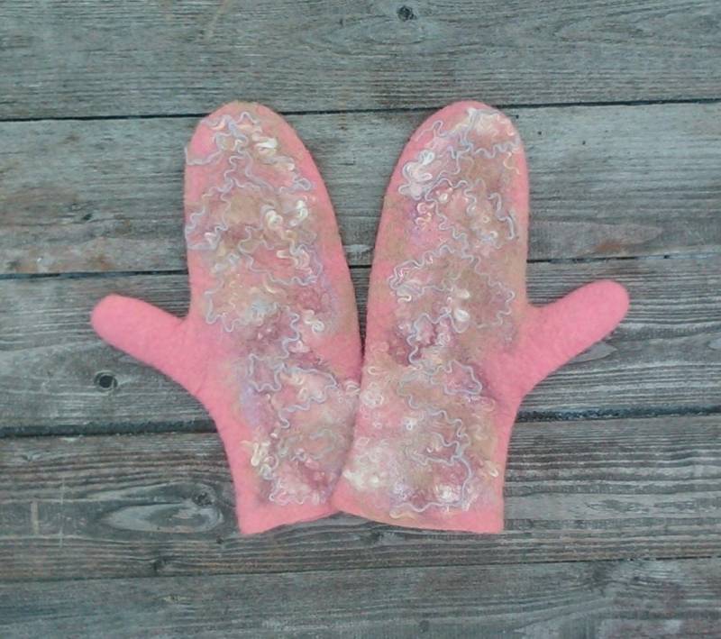 Rosa Gefilzte Merino Wolle Stulpen Damen Armstulpen von HeatofFelt