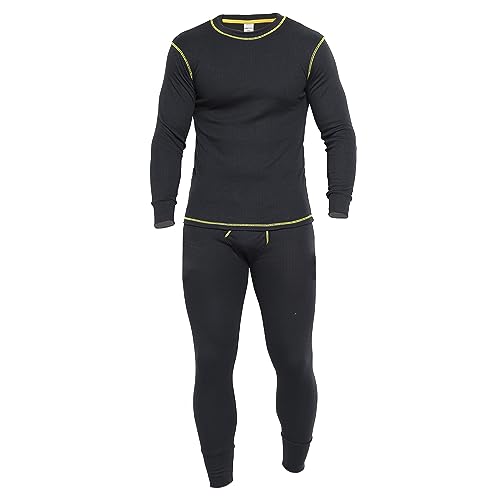 Heatwave Pro Work Herren Thermo-Set Baselayer Langarm Oberteil & lange Unterhose Sets warme Unterwäsche Hose S M L XL XXL Winter Thermo, Schwarz , M von Heatwave Thermalwear