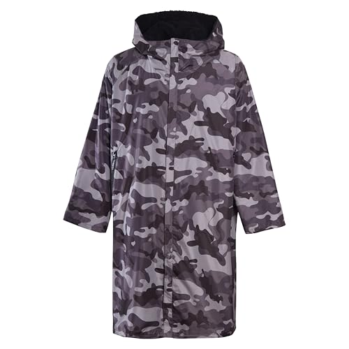 Heatwave Uni Outdoor-Bademantel, langärmelig, winddicht und wasserdicht, Kapuzenmantel für Strand, Wildschwimmen, Surfen, Übergröße, schnell trocknend, grau camo, L-XL Heatwave Uni Outdoor-Bademantel, langärmelig, winddicht und wasserdicht, Kapuzenmantel für Strand, Wildschwimmen, Surfen, Übergröße, schnell trocknend, grau camo, L-XL von Heatwave Thermalwear
