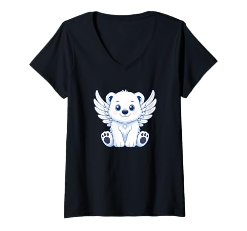 Damen Niedliches Engelsengel mit Engel-Design T-Shirt mit V-Ausschnitt Damen Niedliches Engelsengel mit Engel-Design T-Shirt mit V-Ausschnitt von Heavenly Bear Designs