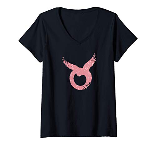 Damen Rose farbiges Stier Sternzeichen Astrologie Zeichen T-Shirt mit V-Ausschnitt Damen Rose farbiges Stier Sternzeichen Astrologie Zeichen T-Shirt mit V-Ausschnitt von Heavenly Zodiac Designs