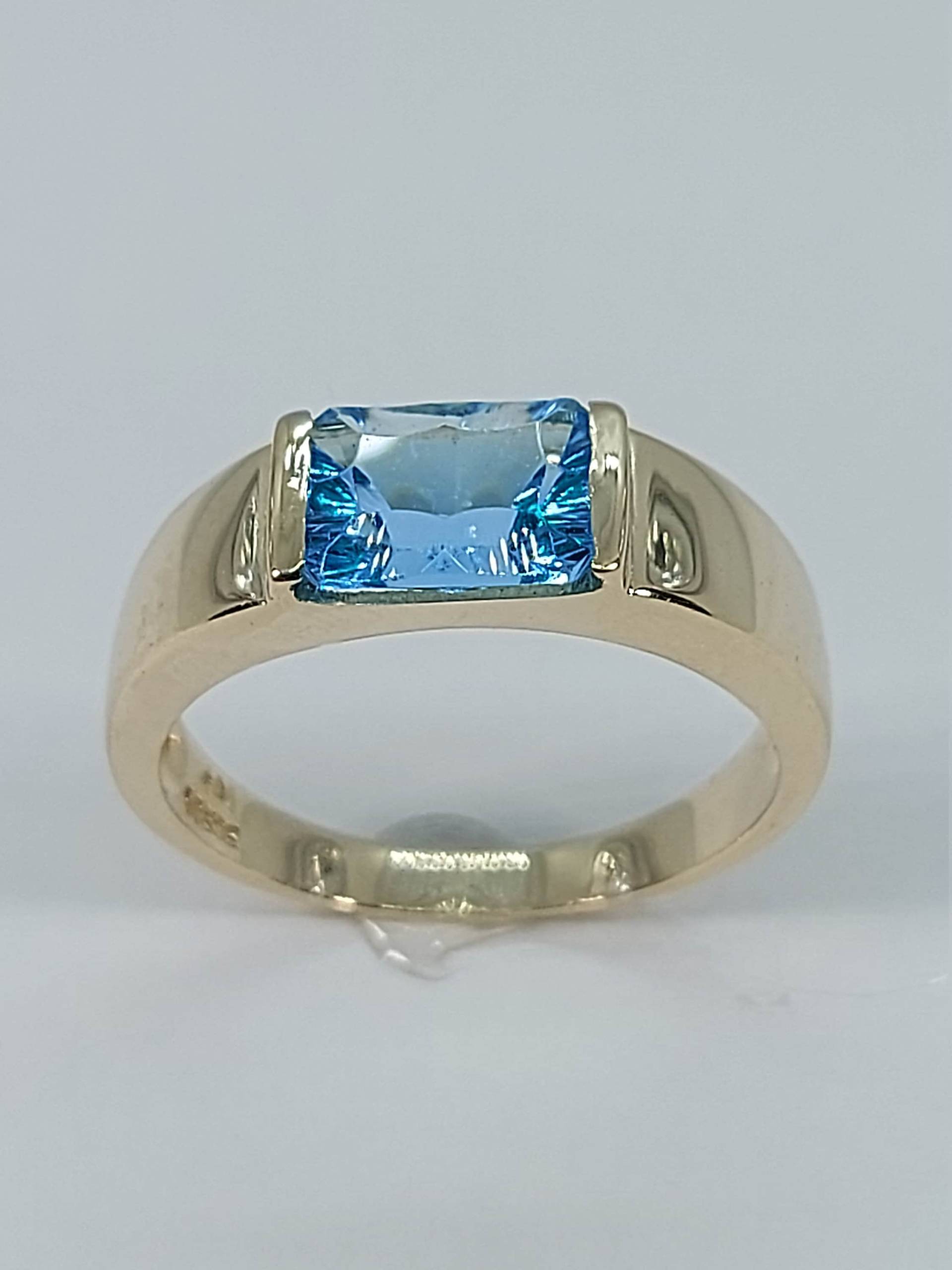 Blautopas Ring, 14K Gelbgold, Männer Goldring, Gold, Dezember Geburtsstein, Blauer Farbring, Weihnachtsgeschenk, Massivgoldring von HeavenlyGolden