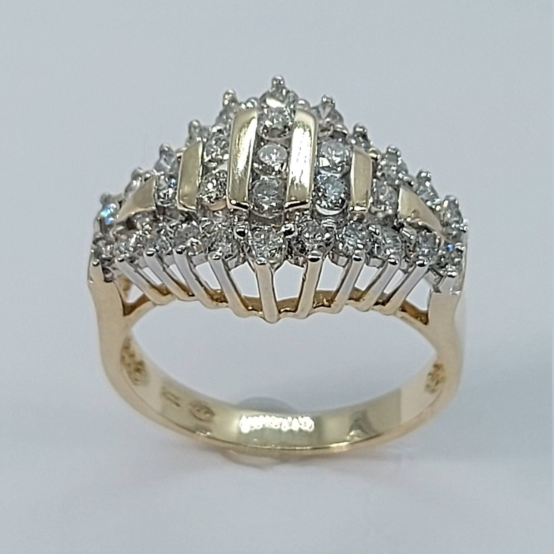 Cluster Ring, 14K Diamantring, Gelbgoldring, Frauen Jubiläumsring, Diamantringe, Eheringe, Gelbgold von HeavenlyGolden