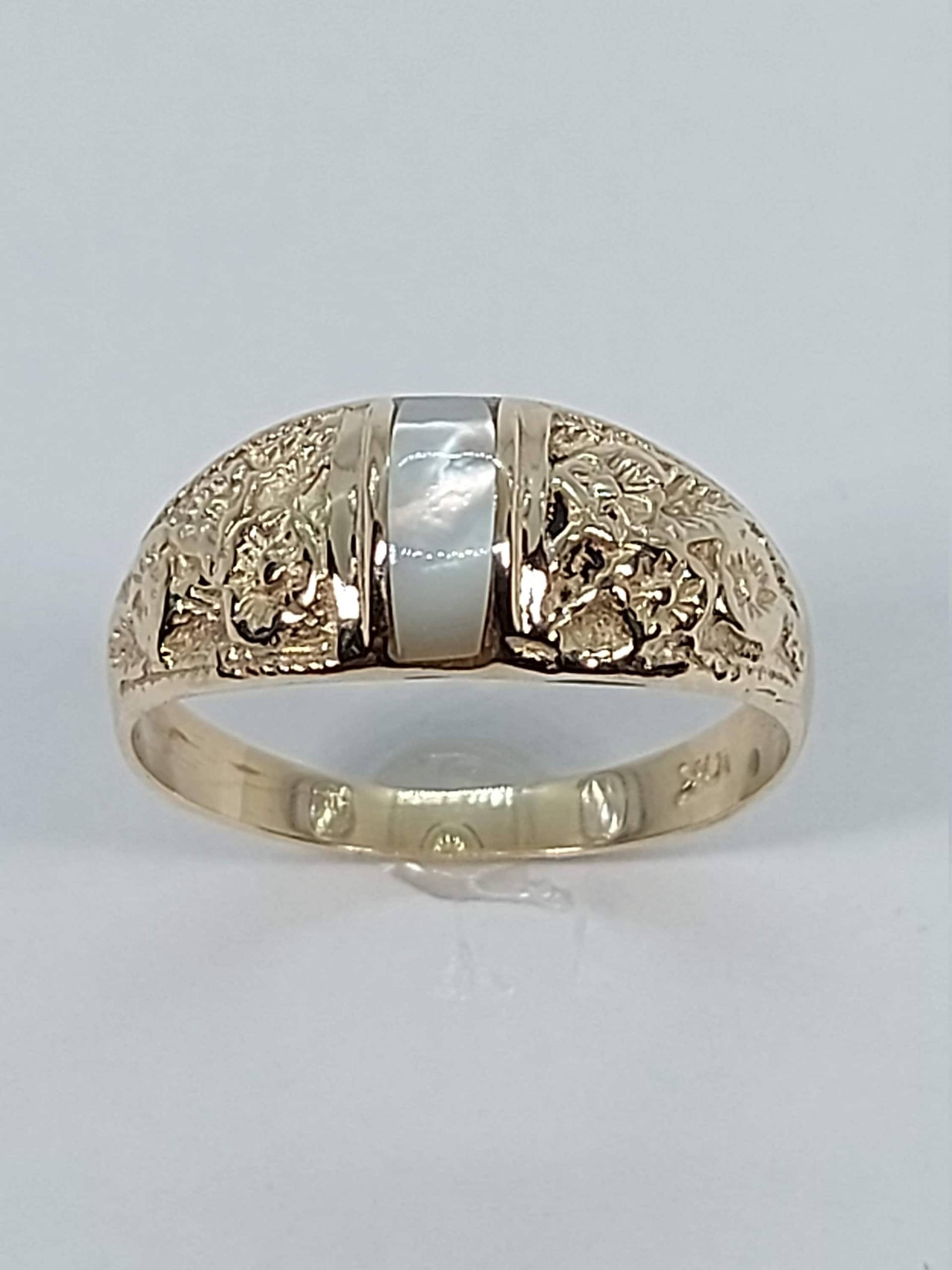 Gelbgold Ring, Mutterperle, Blumen Goldring, Band, 10K Gelbgold, Geburtstagsgeschenk Für Sie, Goldring Perlenring von HeavenlyGolden