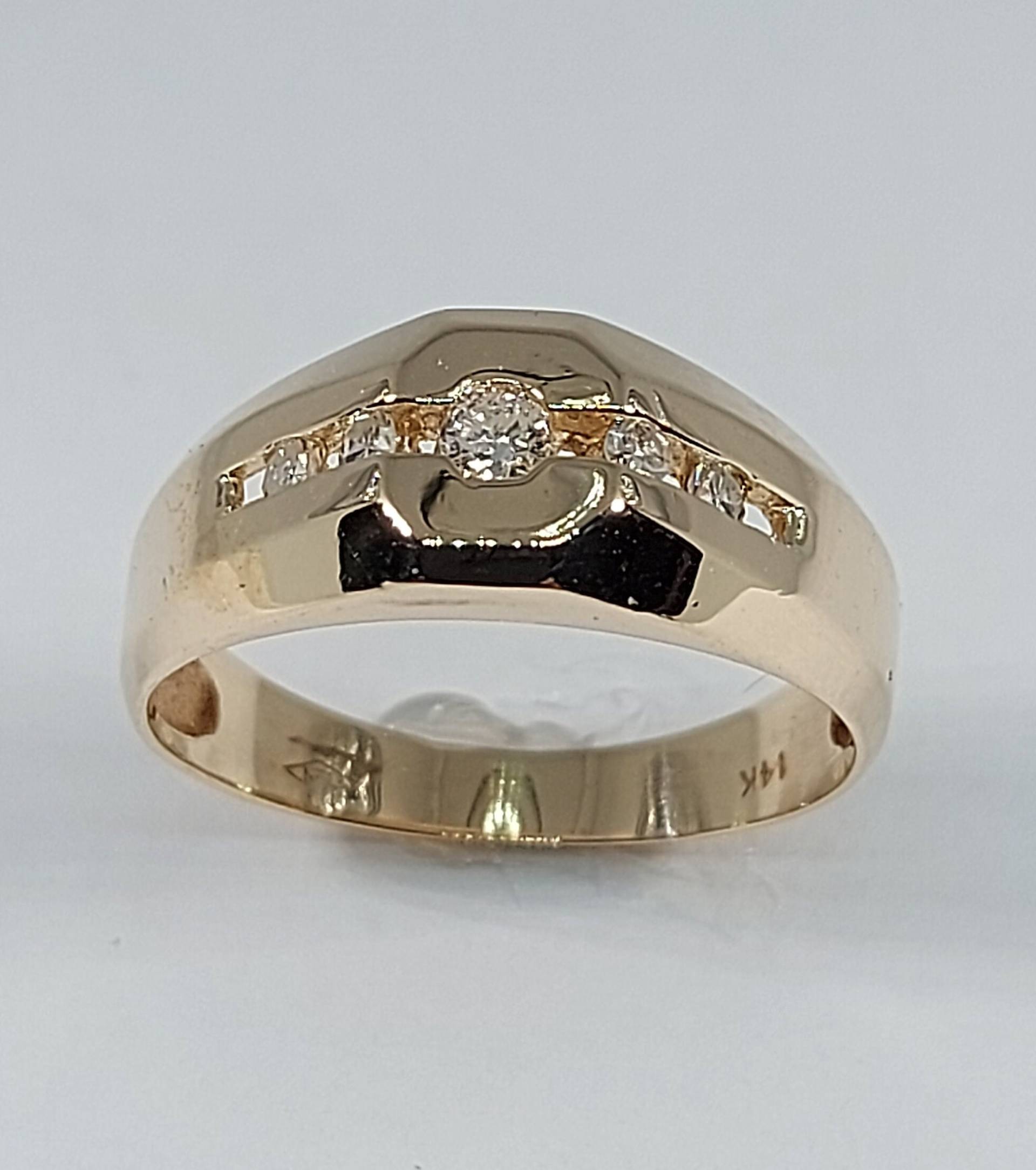 Männer Diamantring, Ehering, Herrenring, Männerring Gelbgold, Jubiläumsring Für Ihn, Diamantringe, 14K Gelbgold von HeavenlyGolden