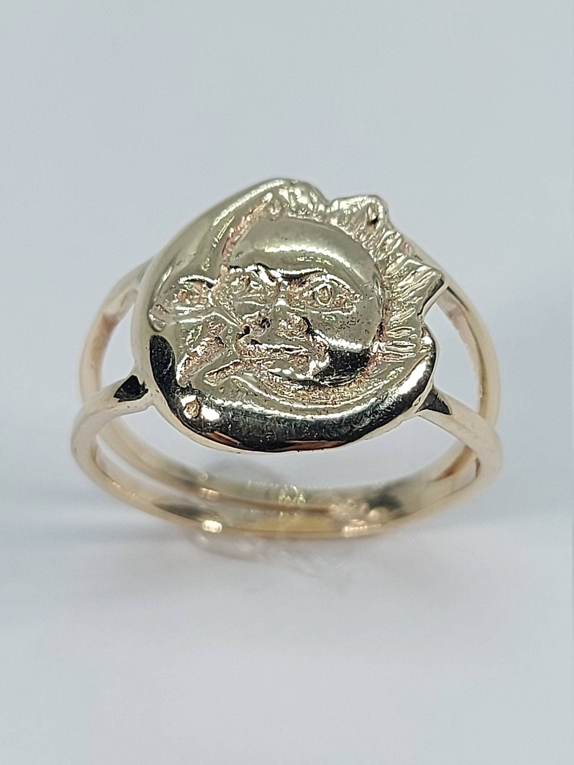 Mond Und Sonne Ring, Gelbgoldring, Goldring, 10K Weihnachtsgeschenk, Schmuck, Ringe, Gelbgold von HeavenlyGolden