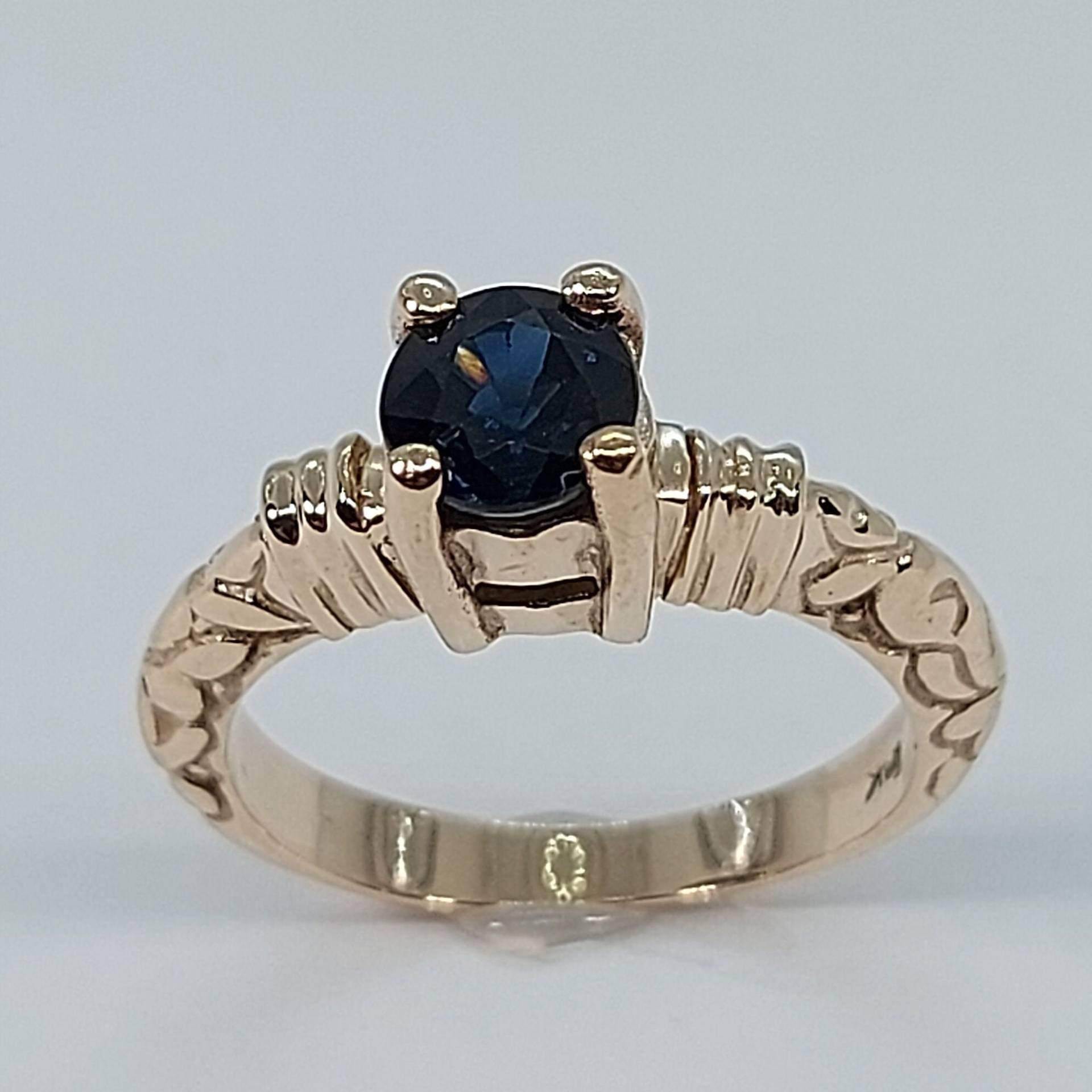 Saphir Ring, Muttertagsgeschenk, Blauer September Geburtsstein, 10K Gelber Geschenk Für Sie, Verlobungsring, Ring Sie von HeavenlyGolden