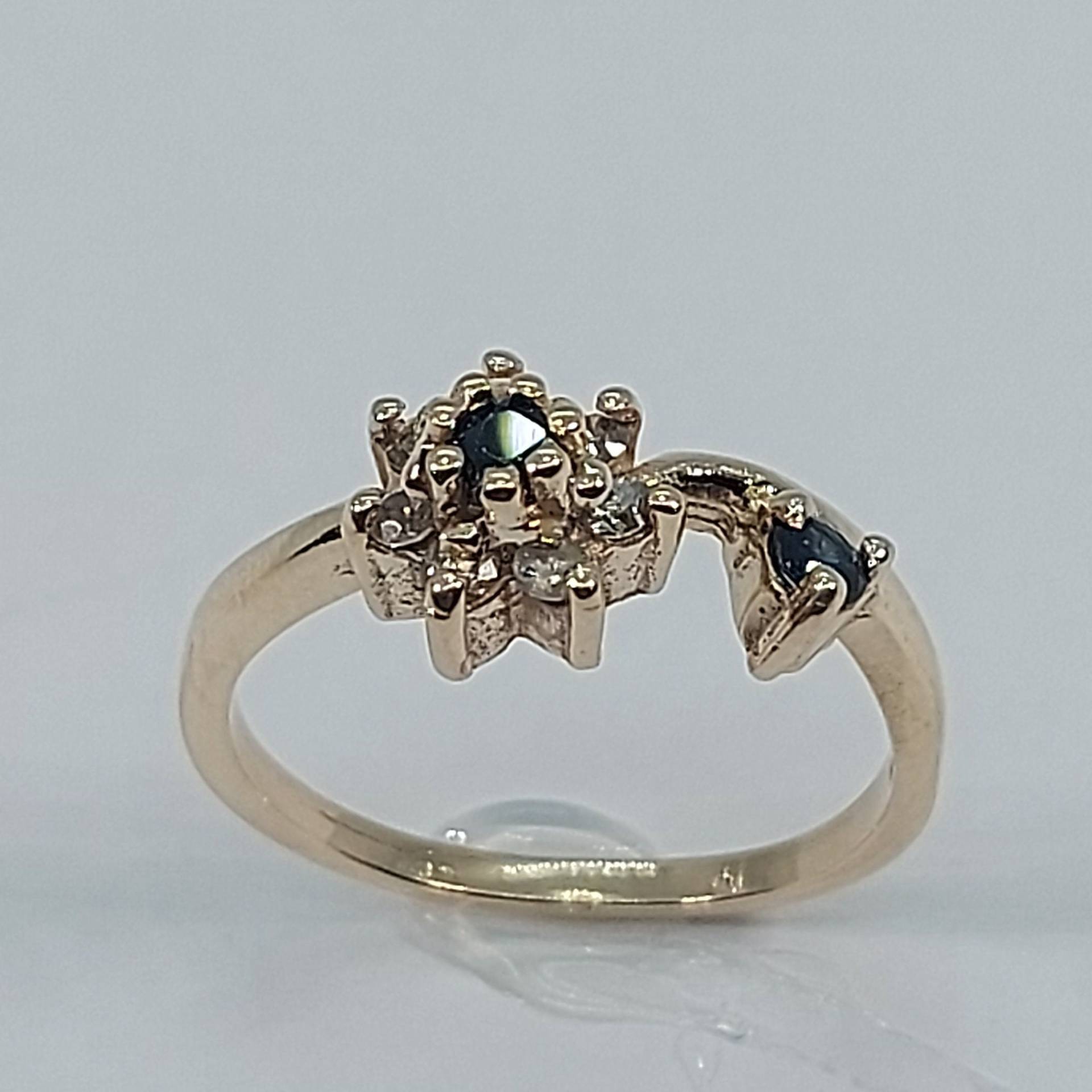 Saphir Ring, Und Diamant Blauer September Geburtsstein, 10K Gelbgold Saphir, Kostenloser Versand von HeavenlyGolden