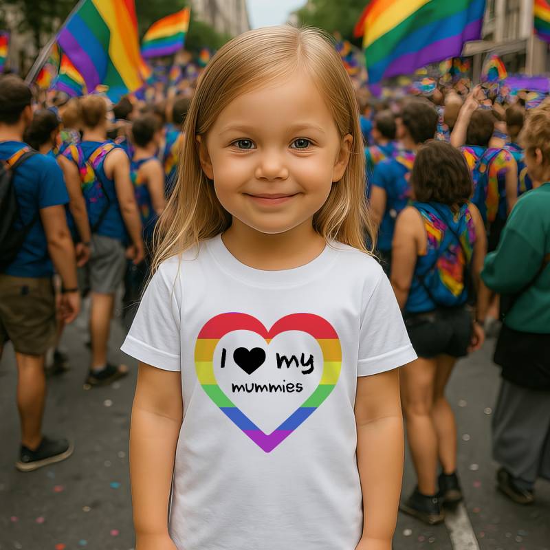 Gay Pride Kinder T-Shirt, Regenbogen Herz Ich Liebe Meine Beiden Mamas Oder Daddies Lgbtq Eltern Support Top von HeavenlyHandmadesGB
