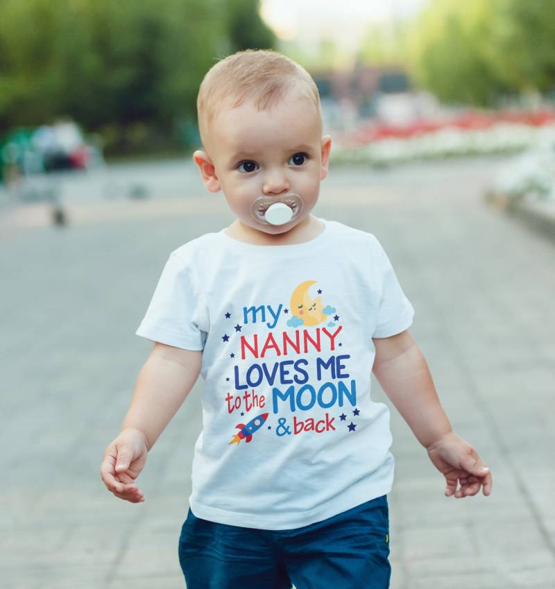 Kindermädchen Liebt Mich Zum Mond Und Zurück T-Shirt, Kinder Kleinkinder T Shirt Top von HeavenlyHandmadesGB
