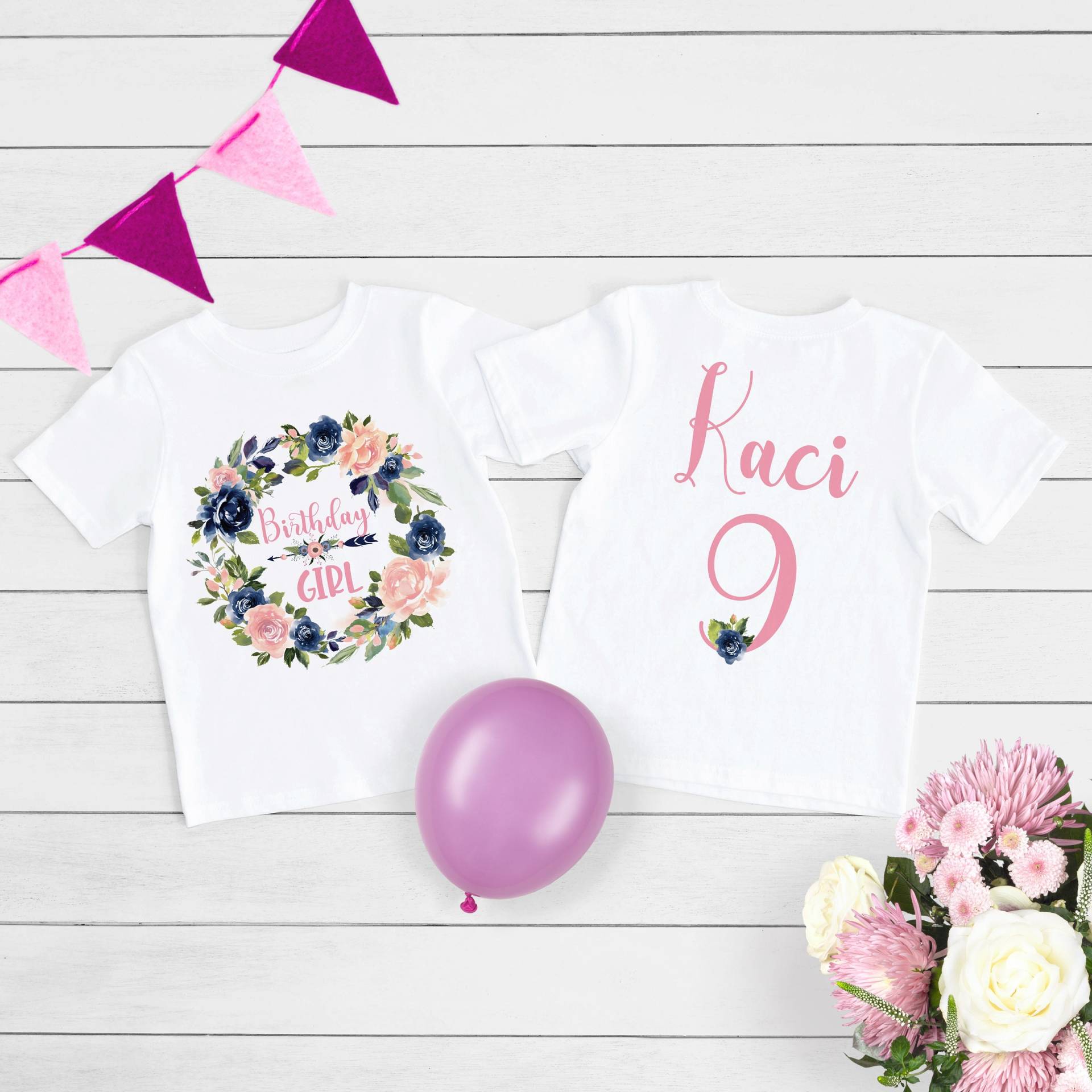 Mädchen Geburtstag T-Shirt Floral Shirt Baby Body Babygrow Optional Personalisierung von HeavenlyHandmadesGB