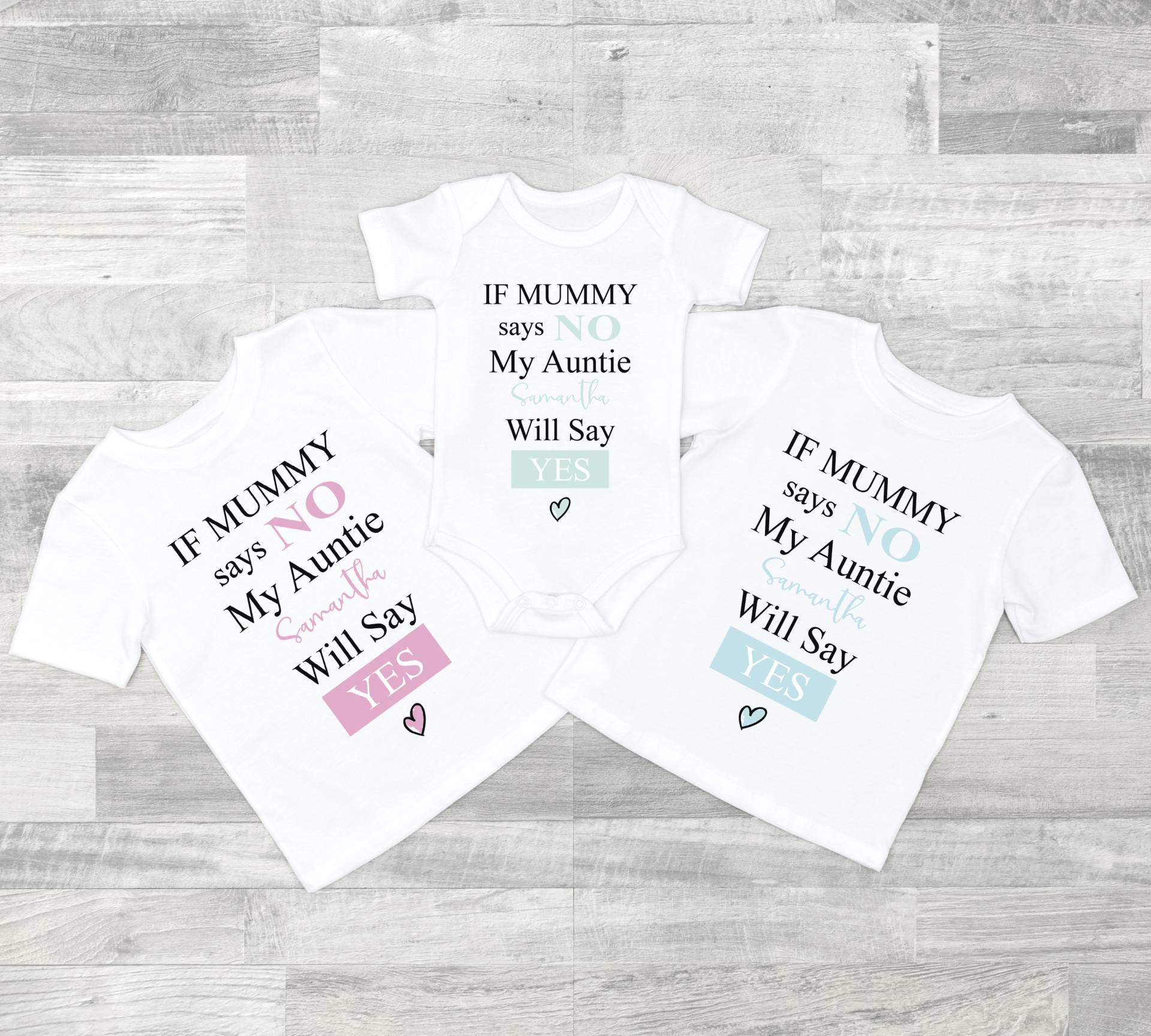 Wenn Mama Nein Sagt, Wird Meine Tante Ja Sagen Personalisiertes T-Shirt |Süßes Baby Bodysuit |Babyparty Geschenk | An Nichte/Neffe/ von HeavenlyHandmadesGB