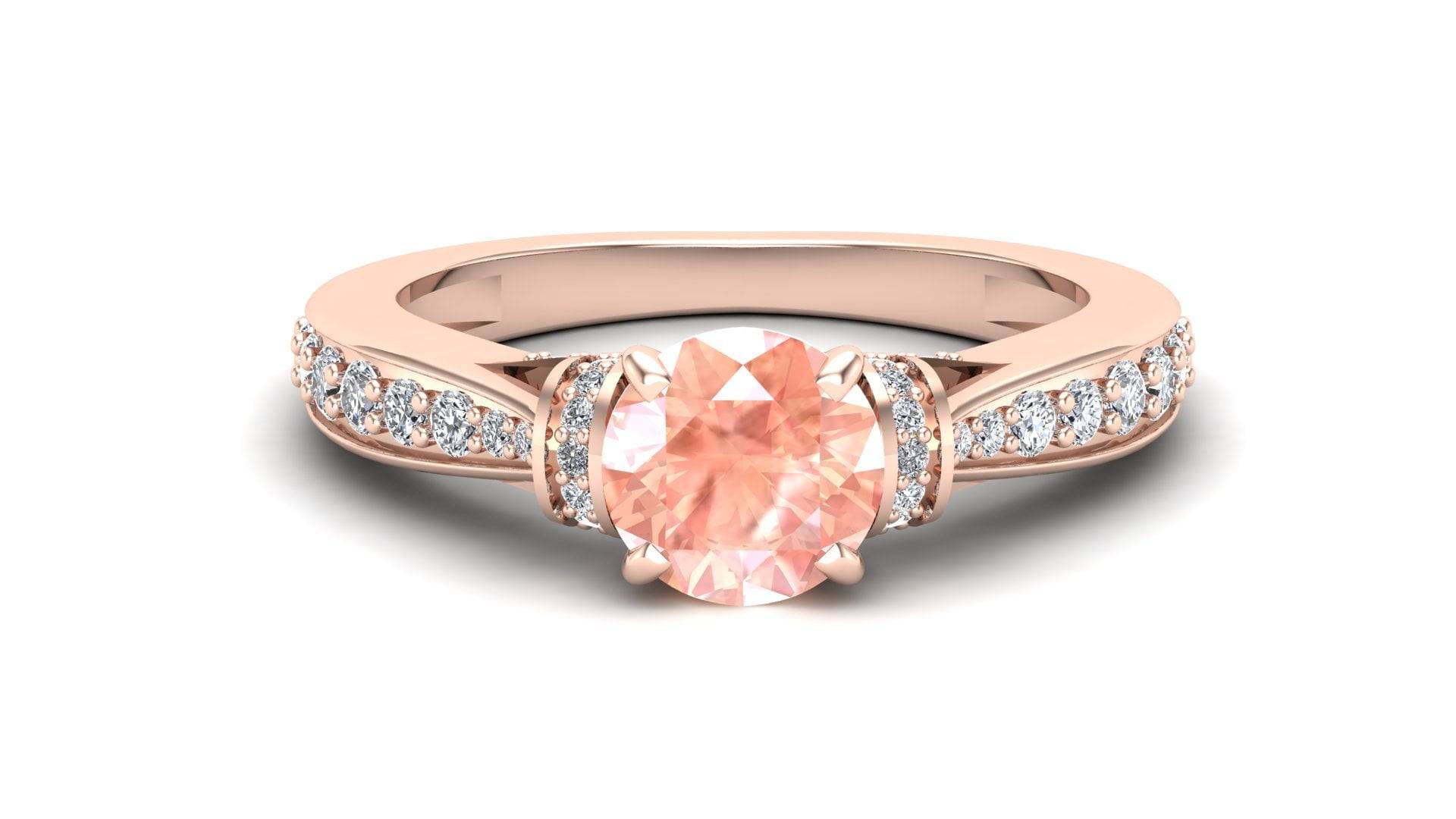 1, 17 Ct. Pfirsich Morganit Antik Brautring, Hochzeit Mädchen Ring, Moissanite 14K Rose Gold Vermeil Stud Ring Für Muttertag von HeavenlyRelicJewels