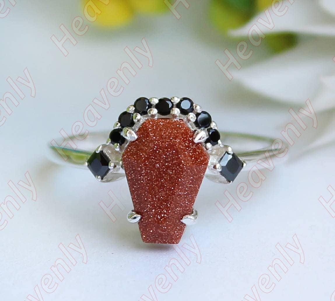 2.55Ct Aaa Sandstein Edelstein Verlobungsring Trauringe Brautringe Set Ring Coffin Rings Jubiläumsgeschenk Silber Ringe von HeavenlyRelicJewels