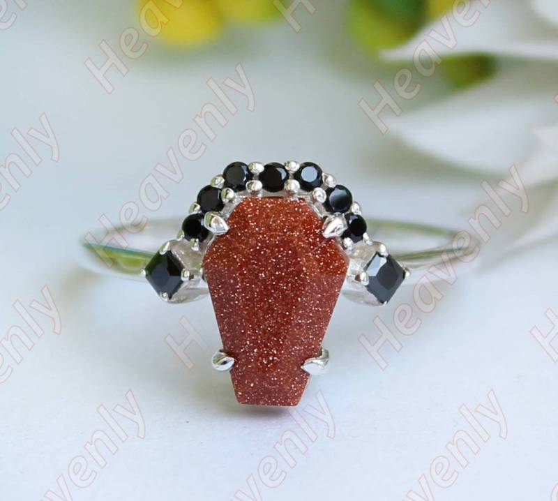 2.55Ct Aaa Sandstein Edelstein Verlobungsring Trauringe Brautringe Set Ring Coffin Rings Jubiläumsgeschenk Silber Ringe von HeavenlyRelicJewels