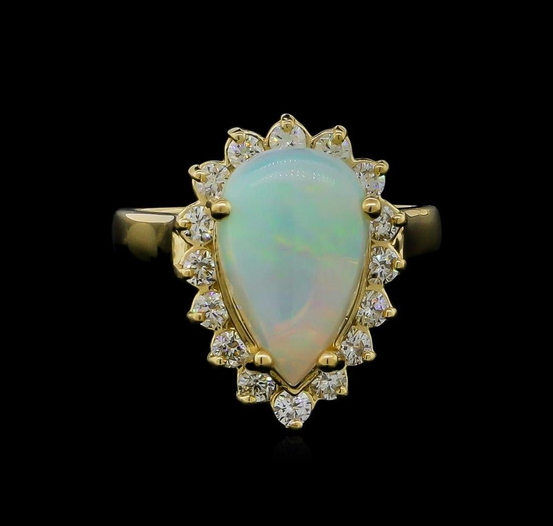 Natürlicher Opal Edelstein 14Kt Goldring Mit Natürlichen Weißen Mossanites Besetzt, Oktober Birtstone Ring, Ehering, Verlobungsring von HeavenlyRelicJewels