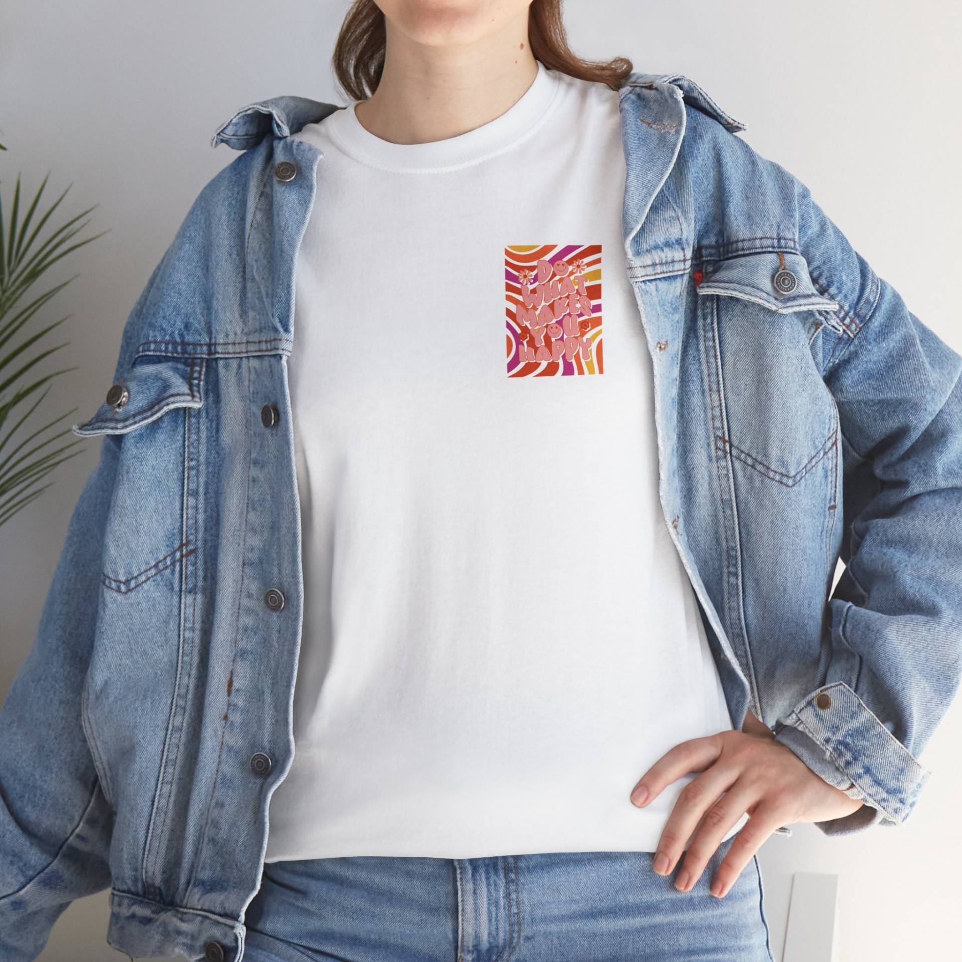 Unisex Garment-Dyed T-Shirt Do What Makes You Happy Mode Cool Lässig Streetwear Good Vibes von Heavenshop24DE