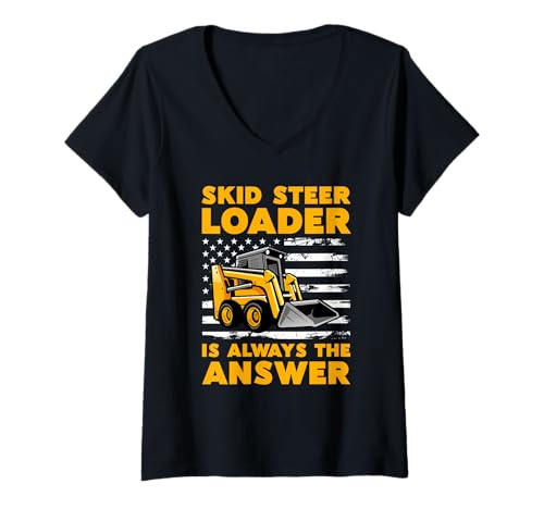 Damen Skid sMotiver Loader, Design für Enthusiasten T-Shirt mit V-Ausschnitt Damen Skid sMotiver Loader, Design für Enthusiasten T-Shirt mit V-Ausschnitt von Heavy Duty Designs