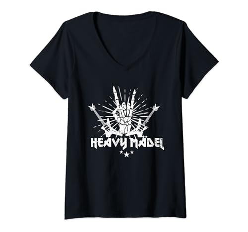 Damen Heavy Mädel Heavy Metal Musik Festival Geschenk T-Shirt mit V-Ausschnitt Damen Heavy Mädel Heavy Metal Musik Festival Geschenk T-Shirt mit V-Ausschnitt von Heavy Mädel Geschenke & Co.