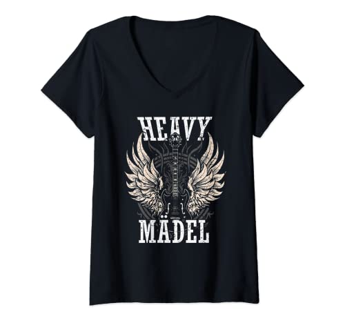 Damen Heavy Mädel Rockerin Metal T-Shirt mit V-Ausschnitt Damen Heavy Mädel Rockerin Metal T-Shirt mit V-Ausschnitt von Heavy Mädel Metalfan Rocker Biker Metal Geschenk