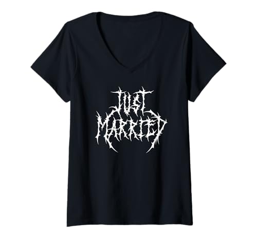 Damen Just Married Heavy Metal Deathcore T-Shirt mit V-Ausschnitt Damen Just Married Heavy Metal Deathcore T-Shirt mit V-Ausschnitt von Heavy Metal Deathcore Gifts