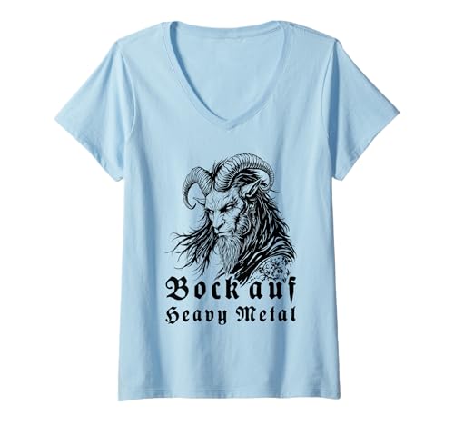 Damen Bock auf Heavy Metal Hard Rock Design Rocker Rock Konzert T-Shirt mit V-Ausschnitt Damen Bock auf Heavy Metal Hard Rock Design Rocker Rock Konzert T-Shirt mit V-Ausschnitt von Heavy Metal Festival Outfit Bock Rock Musik Grafik