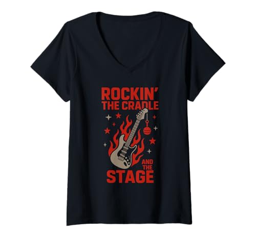 Damen Metal Mom Life Rock 'n' Roll Mother Roses Skull Grunge T-Shirt mit V-Ausschnitt Damen Metal Mom Life Rock 'n' Roll Mother Roses Skull Grunge T-Shirt mit V-Ausschnitt von Heavy Metal Mama Life Edgy Concert Goth Rocker