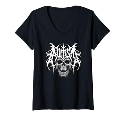 Damen Autismus Sogar Humor Autise stolze Neurodivergenz T-Shirt mit V-Ausschnitt von Heavy Metal Neurodiversität Asperger
