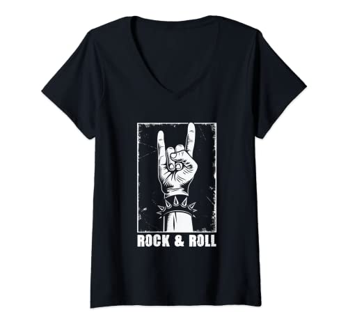 Damen Rock & Roll Pommesgabel Heavy Metal Rock Musik Hardrock T-Shirt mit V-Ausschnitt Damen Rock & Roll Pommesgabel Heavy Metal Rock Musik Hardrock T-Shirt mit V-Ausschnitt von Heavy Metal Rock & Hardrock Geschenke für Metaller