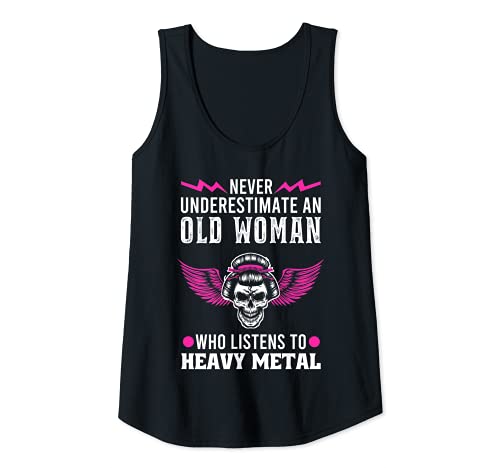 Damen Alte Frau, die hört Heavy Metal Heavy Metal Tank Top Damen Alte Frau, die hört Heavy Metal Heavy Metal Tank Top von Heavy Rock & Music Fan-Geschenk