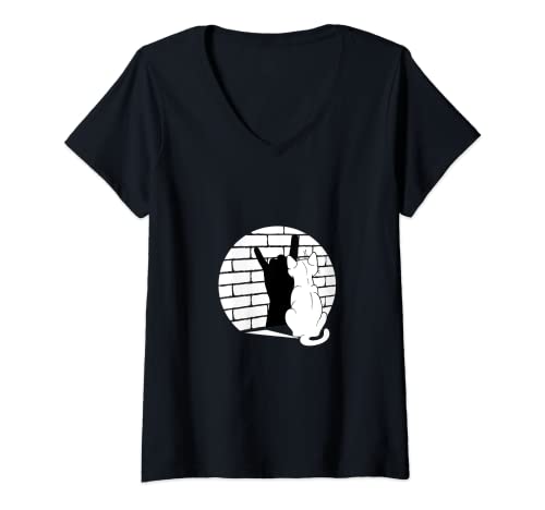 Damen Heavy Metal Rock Music Band Katze T-Shirt mit V-Ausschnitt Damen Heavy Metal Rock Music Band Katze T-Shirt mit V-Ausschnitt von Heavy metal rock music band