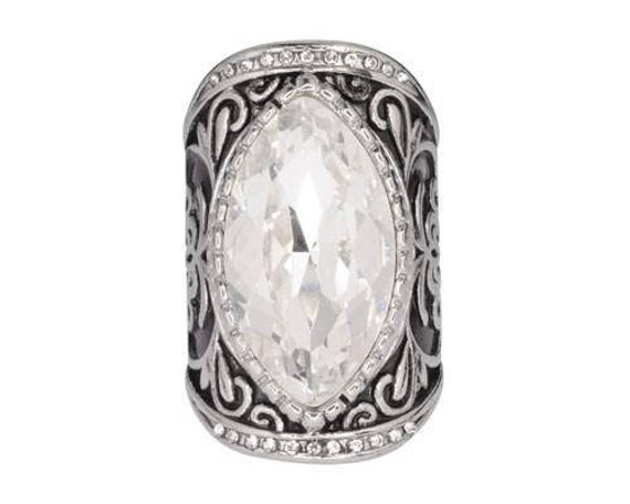 Heavy Metal Schmuck Damen Großer Kristall Schickes Design Ring Edelstahl Motorrad von HeavyMetalJewelryInc