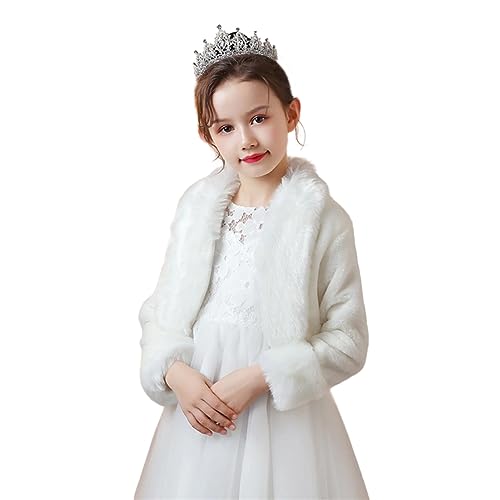 Heavyoff Mädchen Kunstpelz Bolero Jacke Langarm Blumenmädchen Strickjacke für Weihnachten Geburtstag Party, Weiß B Heavyoff Mädchen Kunstpelz Bolero Jacke Langarm Blumenmädchen Strickjacke für Weihnachten Geburtstag Party, Weiß B von Heavyoff