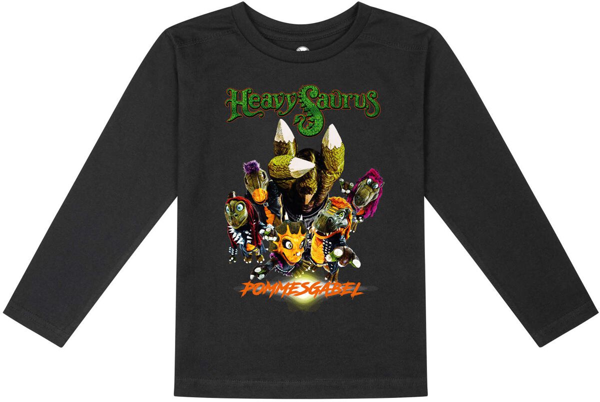 Heavysaurus Langarmshirt - Metal-Kids - Pommesgabel - 92 bis 164 - für Mädchen & Jungen - Größe 164 - schwarz  - Lizenziertes Merchandise! von Heavysaurus