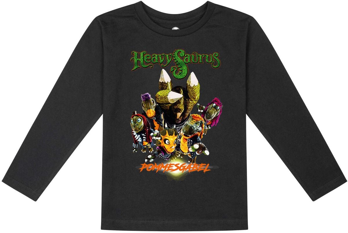 Heavysaurus Langarmshirt für Kinder - Metal-Kids - Pommesgabel - für Mädchen & Jungen - schwarz  - Lizenziertes Merchandise! von Heavysaurus