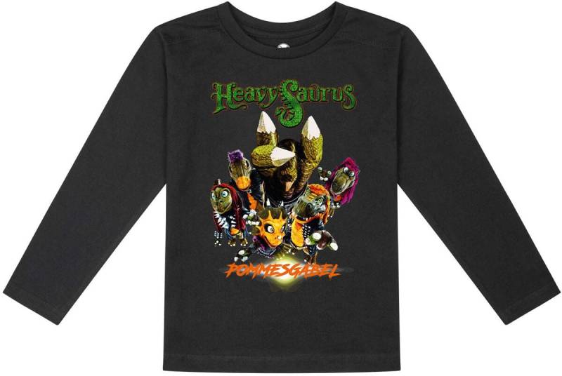 Heavysaurus Metal-Kids - Pommesgabel Langarmshirt schwarz in 140 von Heavysaurus