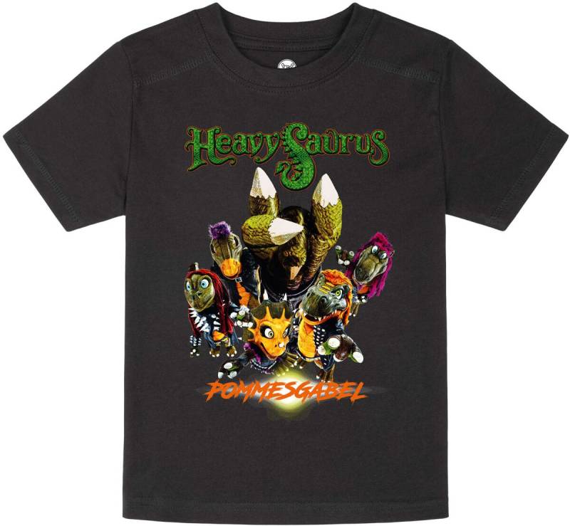 Heavysaurus Metal-Kids - Pommesgabel T-Shirt schwarz in 104 von Heavysaurus