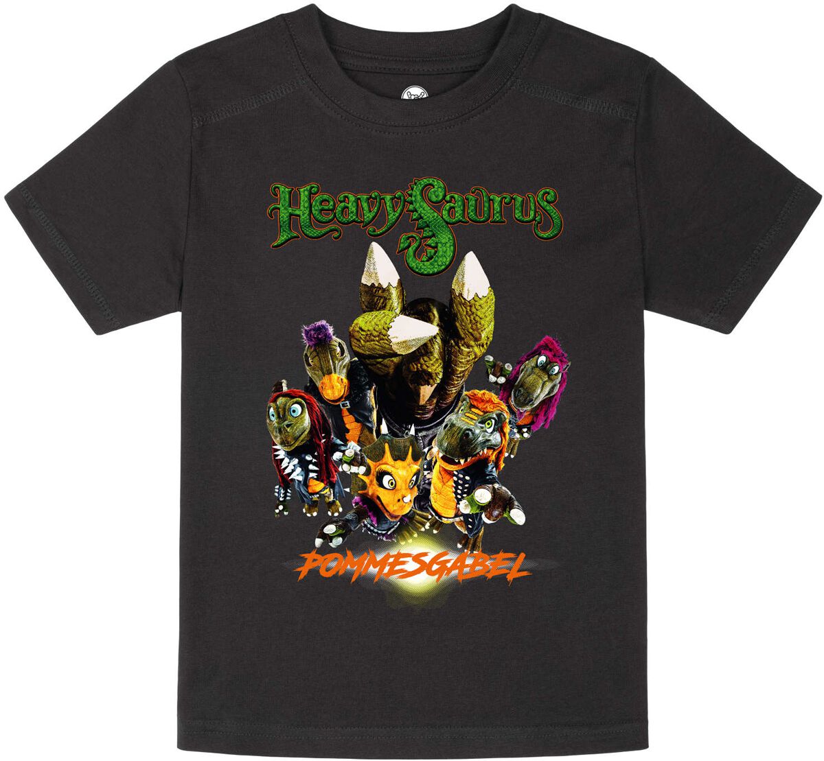 Heavysaurus T-Shirt - Metal-Kids - Pommesgabel - 92 bis 164 - für Mädchen & Jungen - Größe 164 - schwarz  - Lizenziertes Merchandise! von Heavysaurus