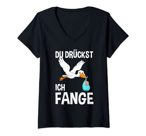 Damen Du drückst, ich fange! Hebamme Entbindungshelfer Baby T-Shirt mit V-Ausschnitt Damen Du drückst, ich fange! Hebamme Entbindungshelfer Baby T-Shirt mit V-Ausschnitt von Hebamme & Geburtshelferin mit Leidenschaft