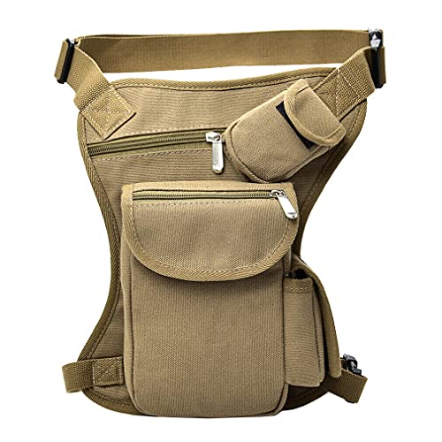 Canvas Drop Leg Bag Hüfttasche Oberschenkeltasche für Männer Frauen Tactical Military Motorrad Fahrrad Radfahren Wandern Camping Outdoor Travel Sling Crossbody Pouch Pack Pocket Daypack (#03Khaki) von Hebetag