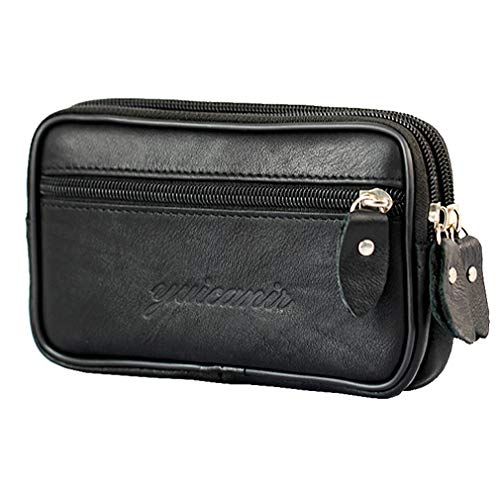 Leder Gürtelschlaufen Tasche für Herren (#02Schwarz) von Hebetag