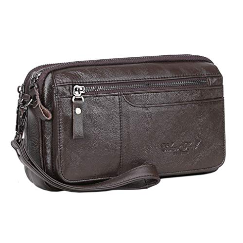Leder Wristlet Unterarmtasche Geldbörse für Herren Frauen Handyhalter Wristlet Coin Money Pouch Business Handtasche mit mehreren Fächern Kaffee von Xieben