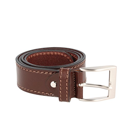 Hebold Unisex Ledergürtel aus Vollleder mit Jeansgürtel-Design und Naht BASIC BELT Gürtel 4,00 cm breit: Größe: 95 cm Bundweite | Farbe: Braun von Hebold