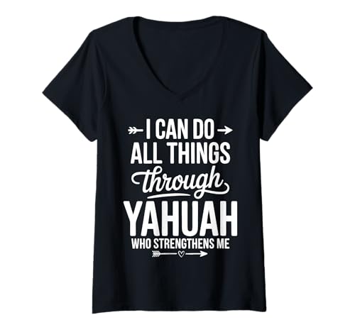 Damen Hebräischer Löwe von Judah Yahuah Yahusha Glaube Stärke T-Shirt mit V-Ausschnitt Damen Hebräischer Löwe von Judah Yahuah Yahusha Glaube Stärke T-Shirt mit V-Ausschnitt von Hebrew Roots Yahuah Yahusha Lion of Juda Believers