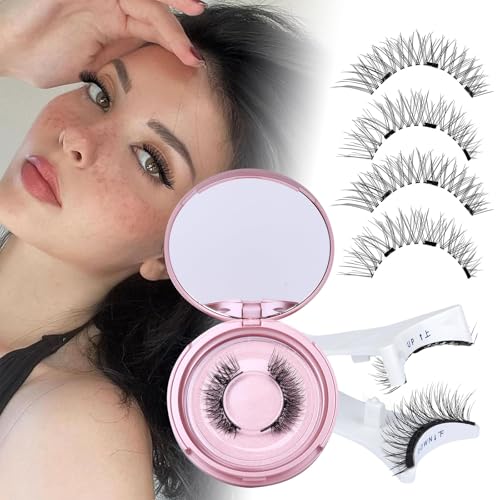 Hebterrka 1 Paar Magnetische Wimpern Natürlicher Look, Wimpern Magnetisch mit Applikator, Katzenauge Ohne Kleber, Magnetische Wimpern Ohne Eyeliner, Klare Band Falsche Wimpern von Hebterrka